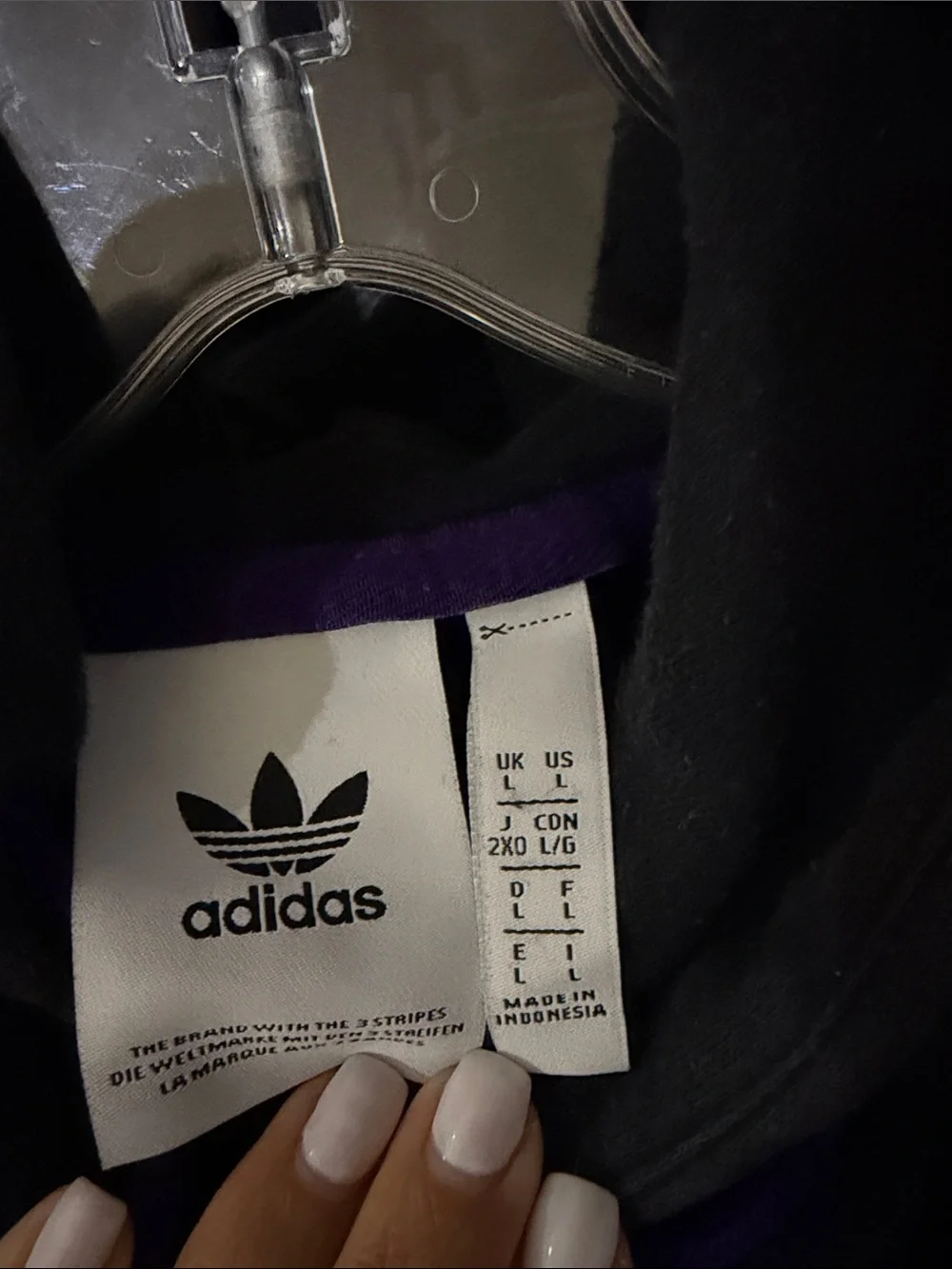 adidas Black Hoodie with Pink & Purple Stripe Accents